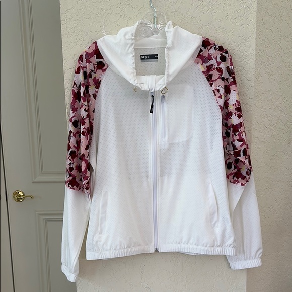 Lija Jackets & Blazers - Lija White and Pink Bomber Jacket with High Collar